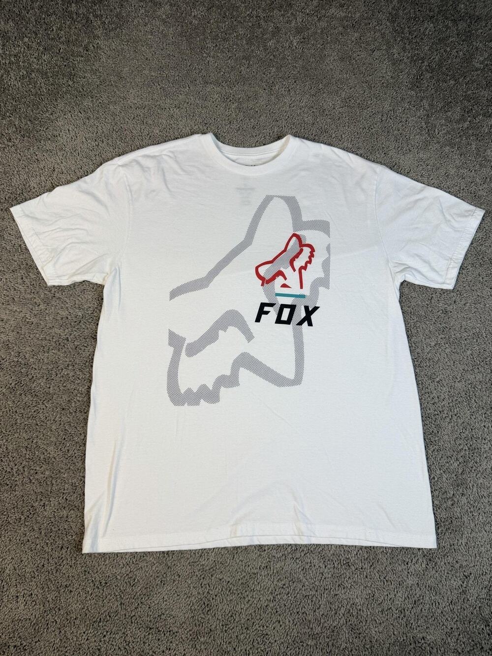 Fox Shirt Mens XL White Fox Head Graphic Crew Neck Cotton Polyester Tagless